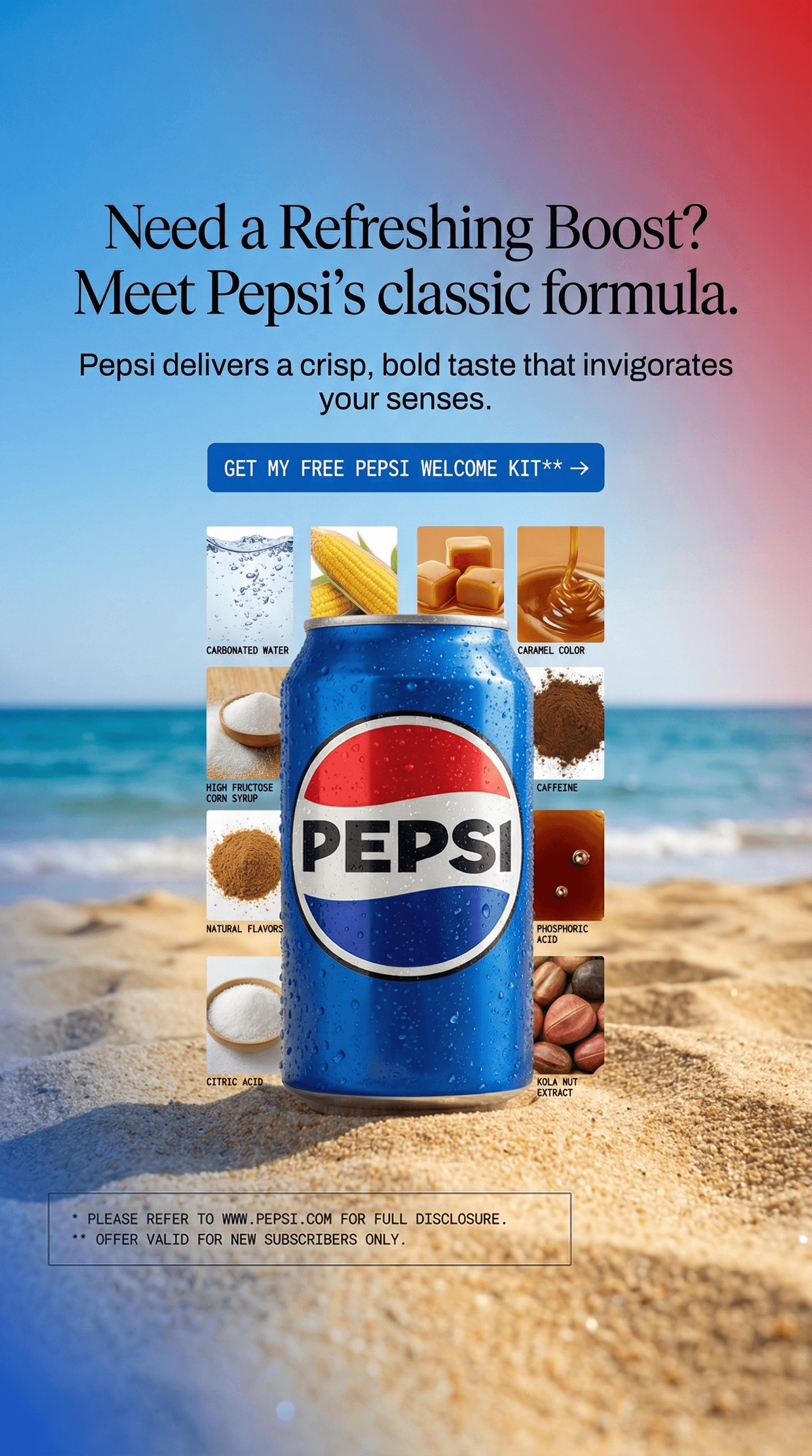 Pepsi Soda portrait ad created with AdDogs