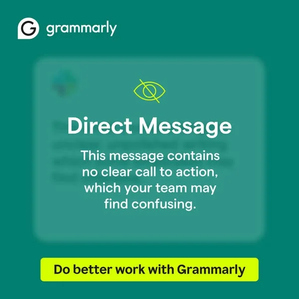 Grammarly — Message UI Mockup with CTA