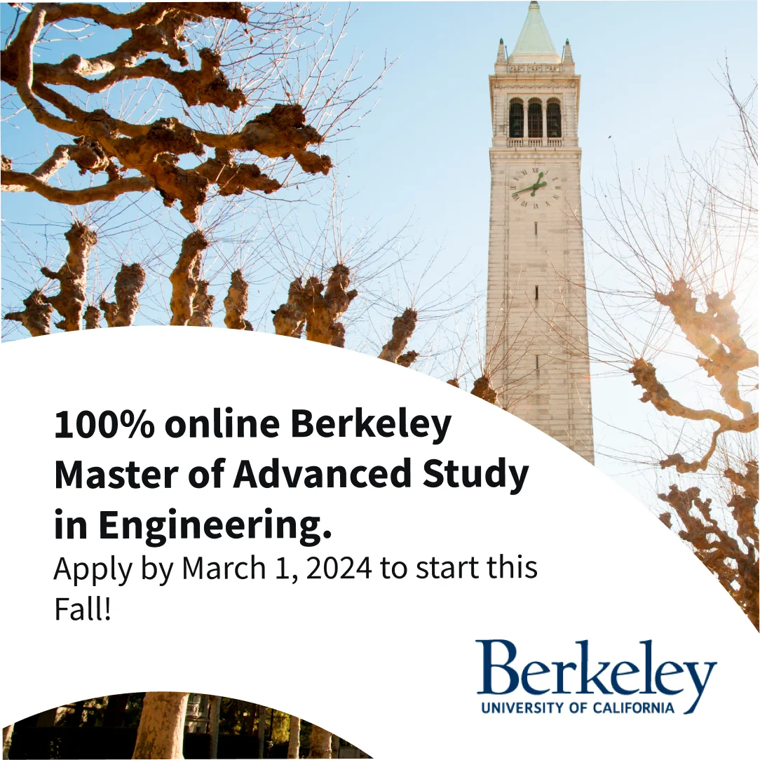 Coursera and Berkeley B2B SaaS ad for an online Master of Advanced Study with an apply-by-March-1 deadline