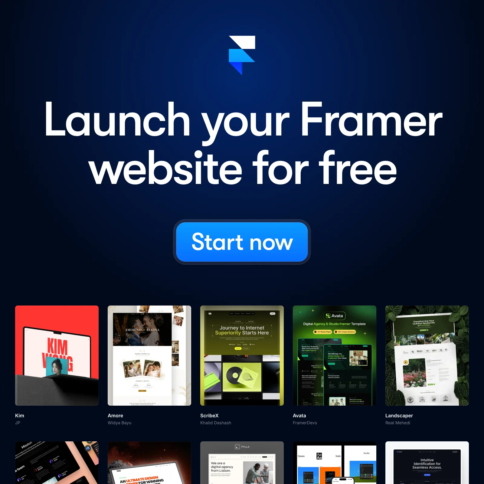 Framer B2B SaaS ad reading launch your Framer website for free over a grid of real site templates